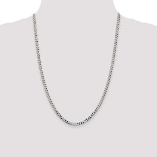 24" Sterling Silver 4mm Beveled Curb Chain Necklace
