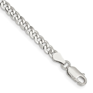 8" Sterling Silver 4mm Beveled Curb Chain Bracelet