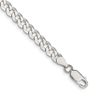 8" Sterling Silver 4.5mm Beveled Curb Chain Bracelet
