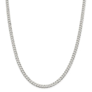 30" Sterling Silver 4.5mm Beveled Curb Chain Necklace