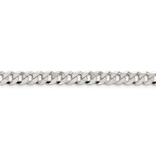 8" Sterling Silver 6mm Beveled Curb Chain Bracelet