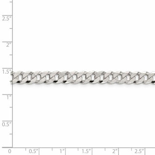 8" Sterling Silver 6mm Beveled Curb Chain Bracelet