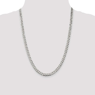 24" Sterling Silver 6mm Beveled Curb Chain Necklace