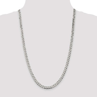 26" Sterling Silver 6mm Beveled Curb Chain Necklace