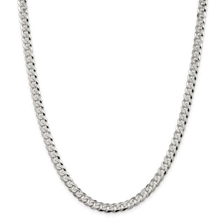 30" Sterling Silver 6mm Beveled Curb Chain Necklace