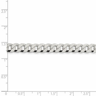 7" Sterling Silver 7mm Beveled Curb Chain Bracelet
