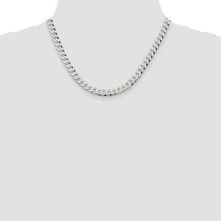 18" Sterling Silver 7mm Beveled Curb Chain Necklace