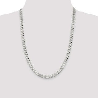 24" Sterling Silver 7mm Beveled Curb Chain Necklace