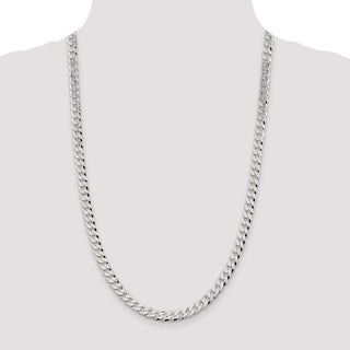 26" Sterling Silver 7mm Beveled Curb Chain Necklace