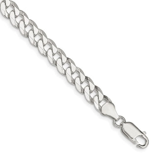 8" Sterling Silver 7mm Beveled Curb Chain Bracelet