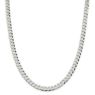 26" Sterling Silver 7mm Beveled Curb Chain Necklace
