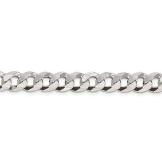 8" Sterling Silver 8.5mm Beveled Curb Chain Bracelet