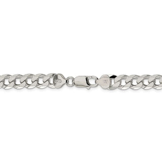 8" Sterling Silver 8.5mm Beveled Curb Chain Bracelet