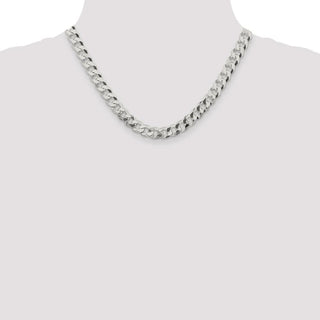 18" Sterling Silver 8.5mm Beveled Curb Chain Necklace