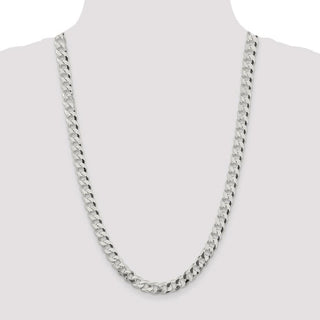 26" Sterling Silver 8.5mm Beveled Curb Chain Necklace