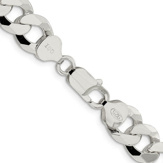 20" Sterling Silver 10.6mm Beveled Curb Chain Necklace