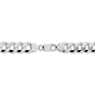 24" Sterling Silver 10.6mm Beveled Curb Chain Necklace