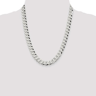 22" Sterling Silver 10.6mm Beveled Curb Chain Necklace
