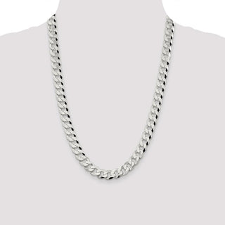 24" Sterling Silver 10.6mm Beveled Curb Chain Necklace