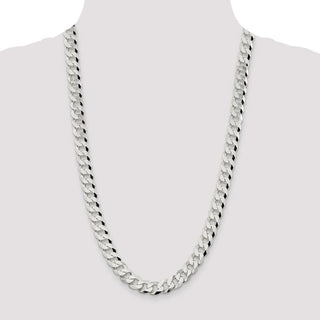 26" Sterling Silver 10.6mm Beveled Curb Chain Necklace