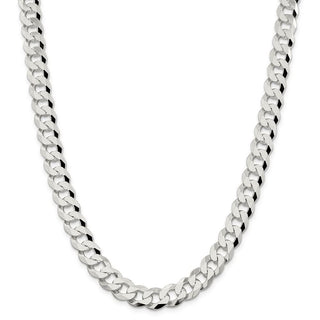 24" Sterling Silver 10.6mm Beveled Curb Chain Necklace