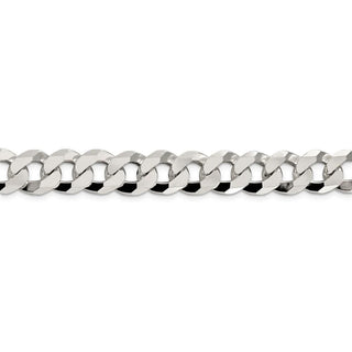 8" Sterling Silver 12.3mm Beveled Curb Chain Bracelet
