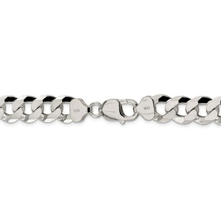 26" Sterling Silver 12.3mm Beveled Curb Chain Necklace