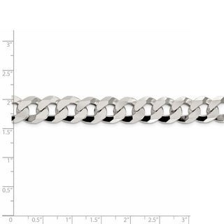 8" Sterling Silver 12.3mm Beveled Curb Chain Bracelet