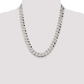 22" Sterling Silver 12.3mm Beveled Curb Chain Necklace
