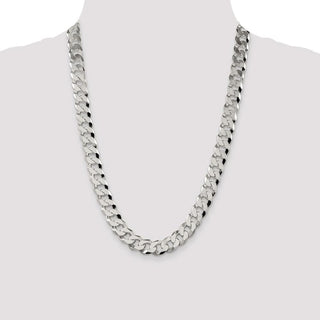 24" Sterling Silver 12.3mm Beveled Curb Chain Necklace