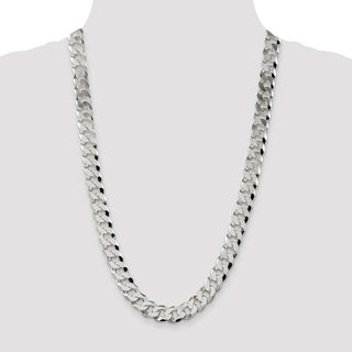 26" Sterling Silver 12.3mm Beveled Curb Chain Necklace