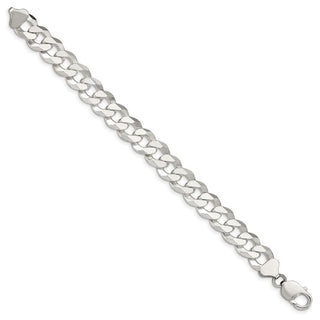 8" Sterling Silver 12.3mm Beveled Curb Chain Bracelet