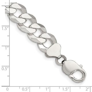 8" Sterling Silver 12.3mm Beveled Curb Chain Bracelet