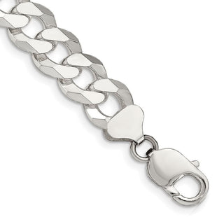 8" Sterling Silver 12.3mm Beveled Curb Chain Bracelet