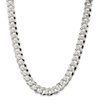 26" Sterling Silver 12.3mm Beveled Curb Chain Necklace
