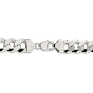 8" Sterling Silver 14mm Beveled Curb Chain Bracelet
