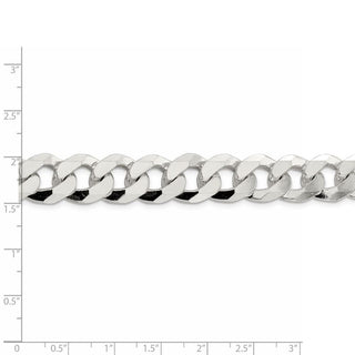 8" Sterling Silver 14mm Beveled Curb Chain Bracelet
