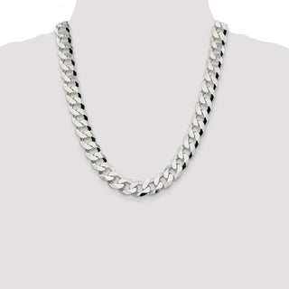 22" Sterling Silver 14mm Beveled Curb Chain Necklace