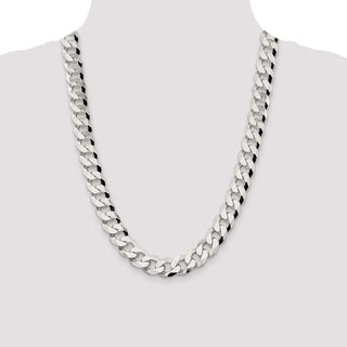 24" Sterling Silver 14mm Beveled Curb Chain Necklace
