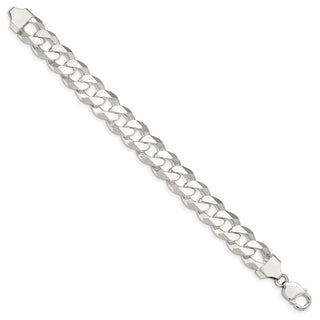 8" Sterling Silver 14mm Beveled Curb Chain Bracelet
