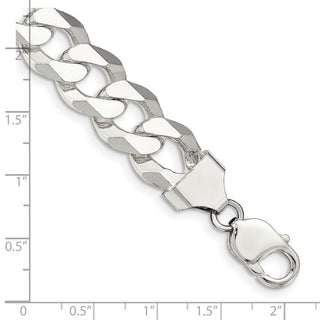8" Sterling Silver 14mm Beveled Curb Chain Bracelet