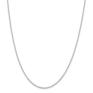 18" Rhodium-plated Sterling Silver 1.5mm Rolo Chain Necklace w/2in ext.