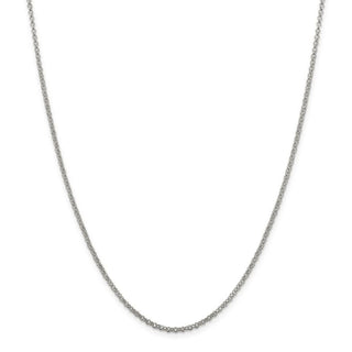 24" Sterling Silver 2mm Rolo Chain Necklace with Spring Ring Clasp