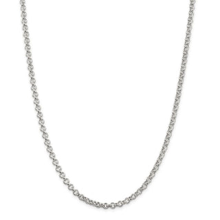 16" Sterling Silver 4.25mm Semi-solid Rolo Chain Necklace