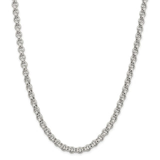 16" Sterling Silver 6.5mm Semi-solid Rolo Chain Necklace