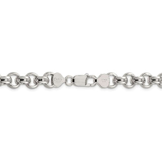 24" Sterling Silver 9.5mm Semi-solid Rolo Chain Necklace