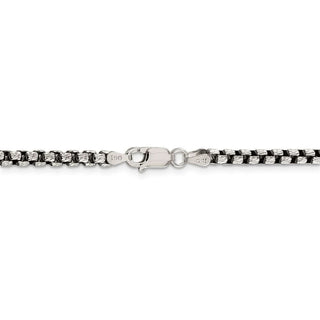 26" Sterling Silver Antiqued 3.5mm Diamond-cut Round Box Chain Necklace