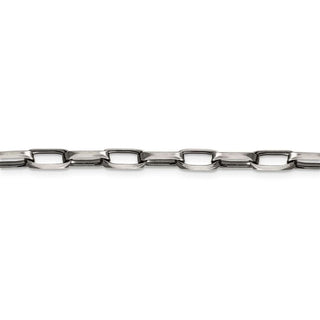 22" Sterling Silver Antiqued 4.8mm Elongated Open Link Chain Necklace
