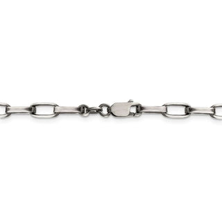 24" Sterling Silver Antiqued 4.8mm Elongated Open Link Chain Necklace