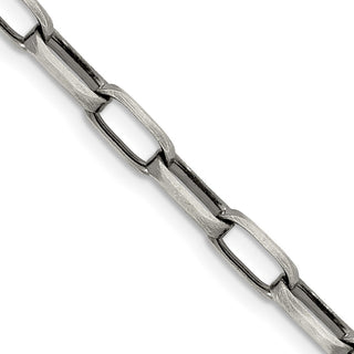 26" Sterling Silver Antiqued 4.8mm Elongated Open Link Chain Necklace